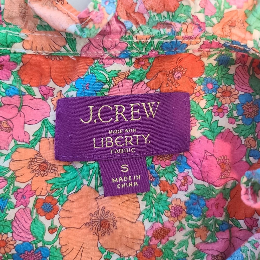 J.Crew Liberty Fabric Floral Smocked Puff-sleeve Top In Meadow Song Size Small - Picture 6 of 10